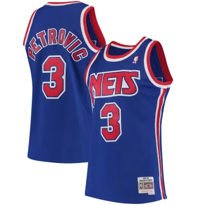 Men's New Jersey Nets Drazen Petrovic Royal 1992/93 Hardwood Classics Swingman Jersey 01