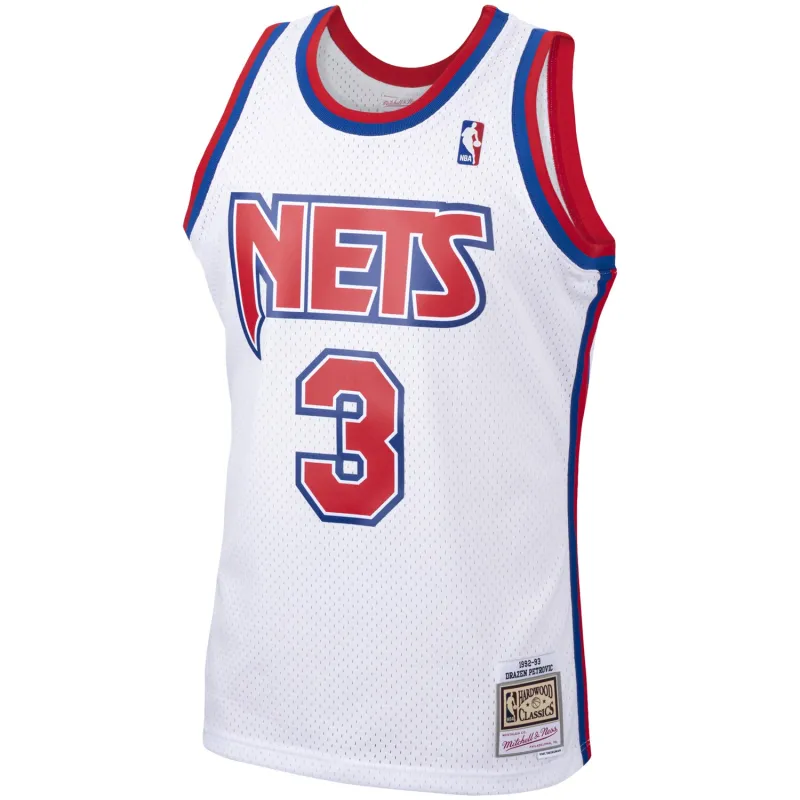 Men's New Jersey Nets Drazen Petrovic White 1992/93 Hardwood Classics Swingman Jersey