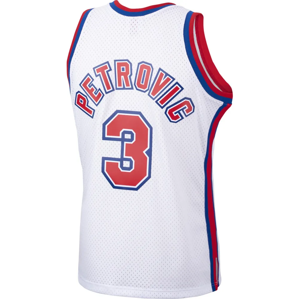 Men's New Jersey Nets Drazen Petrovic White 1992/93 Hardwood Classics Swingman Jersey