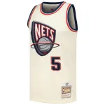 Men's New Jersey Nets Jason Kidd Cream Chainstitch Swingman Jersey