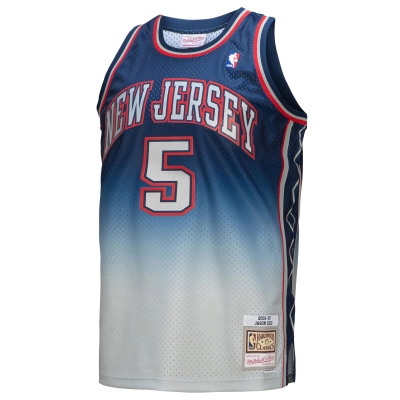 Men's New Jersey Nets Jason Kidd Gray/Blue 2006/07 Hardwood Classics Fadeaway Swingman Jersey 02