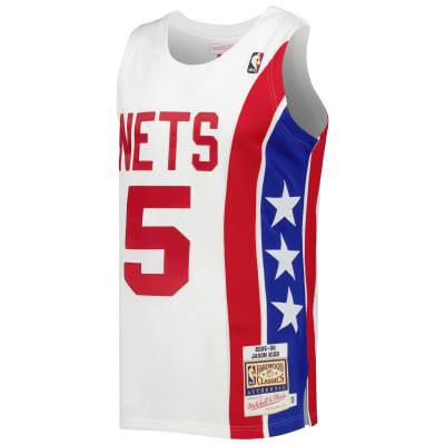 Men's New Jersey Nets Jason Kidd White Hardwood Classics Swingman Jersey 02