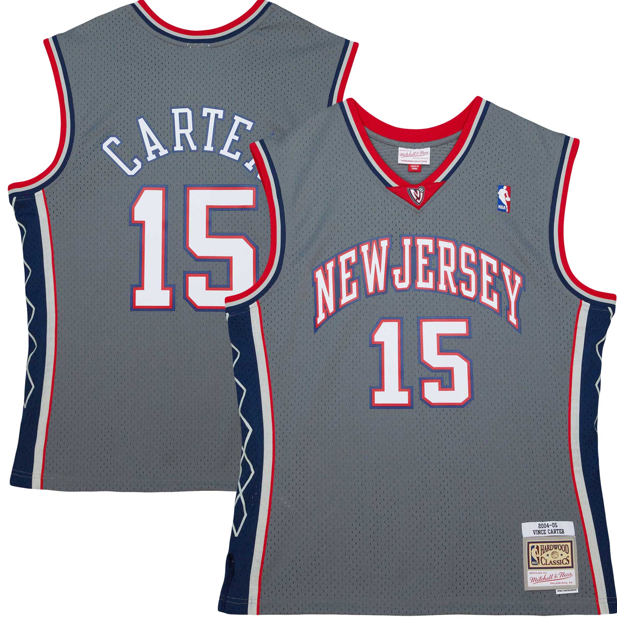 Men's New Jersey Nets Vince Carter Gray 2001/02 Hardwood Classics Swingman Jersey