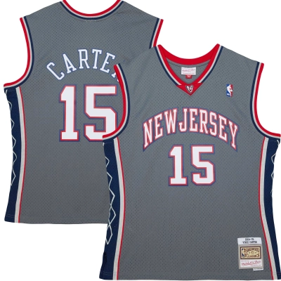 Men's New Jersey Nets Vince Carter Gray 2001/02 Hardwood Classics Swingman Jersey 01