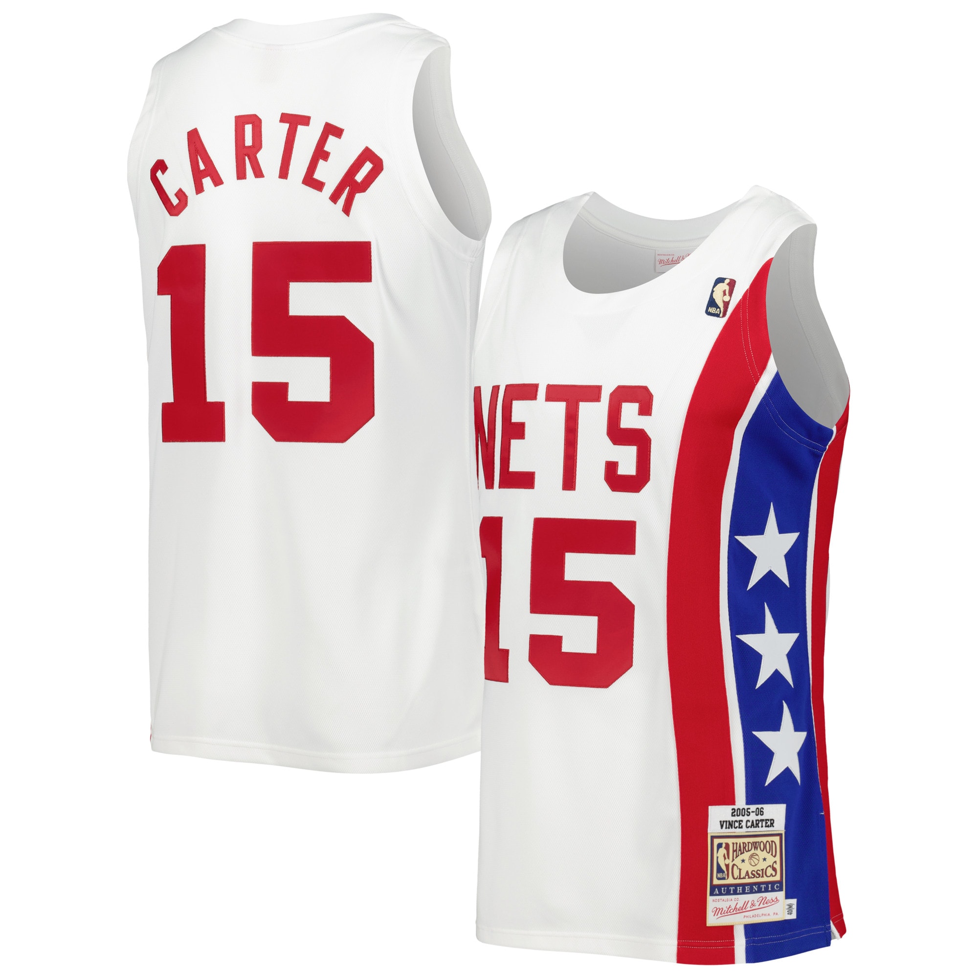 Men's New Jersey Nets Vince Carter White Hardwood Classics Swingman Jersey