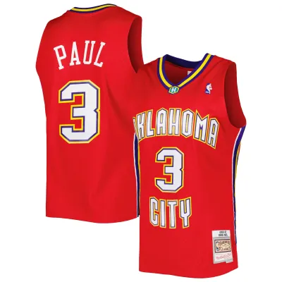Men's New Orleans Hornets Chris Paul Red 2001/02 Hardwood Classics Swingman Jersey 01