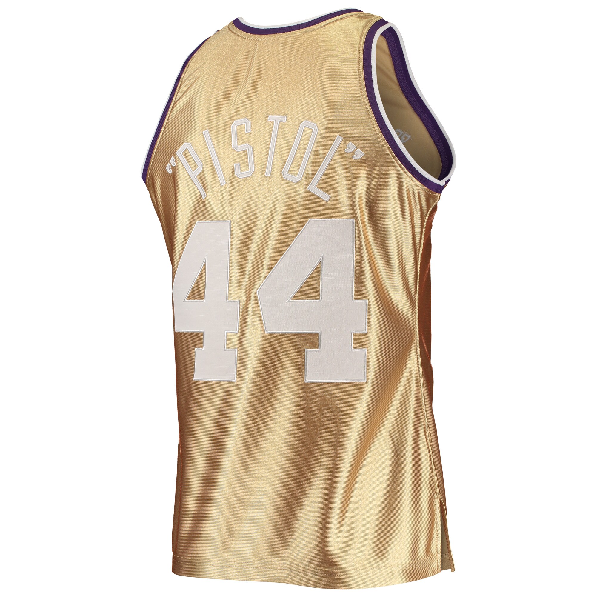Men's New Orleans Jazz Pete Maravich Gold 75th Anniversary 1974/75 Hardwood Classics Swingman Jersey