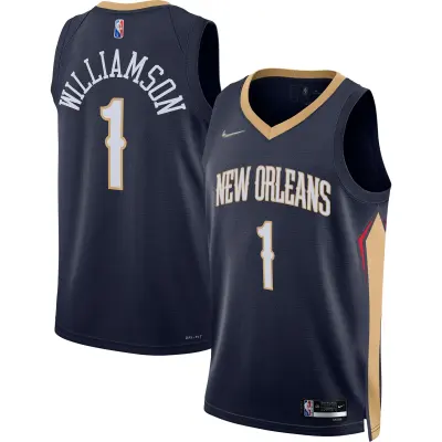 Men's New Orleans Pelicans Zion Williamson Navy 2021/22 Diamond Swingman Jersey - Icon Edition 01