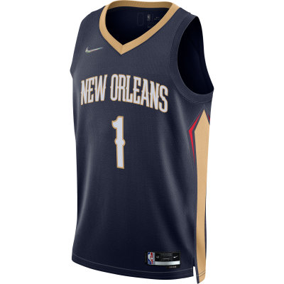 Men's New Orleans Pelicans Zion Williamson Navy 2021/22 Diamond Swingman Jersey - Icon Edition 02