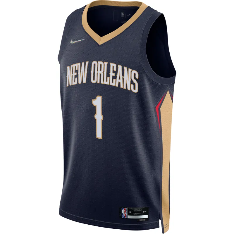 Men's New Orleans Pelicans Zion Williamson Navy 2021/22 Diamond Swingman Jersey - Icon Edition