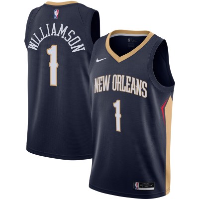 Men's New Orleans Pelicans Zion Williamson Navy Swingman Jersey - Icon Edition 01