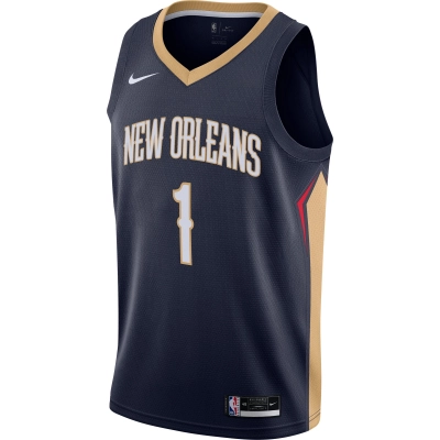 Men's New Orleans Pelicans Zion Williamson Navy Swingman Jersey - Icon Edition 02