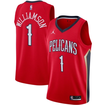 Men's New Orleans Pelicans Zion Williamson Red 2020/21 Swingman Jersey - Statement Edition 01