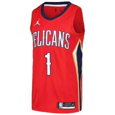 Men's New Orleans Pelicans Zion Williamson Red Swingman Player Jersey - Statement Edition 02