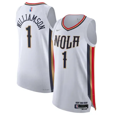 Men's New Orleans Pelicans Zion Williamson White 2021/22 Swingman Jersey - City Edition 01