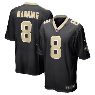 Men's New Orleans Saints Archie Manning Black Retired Player Game Jersey 01
