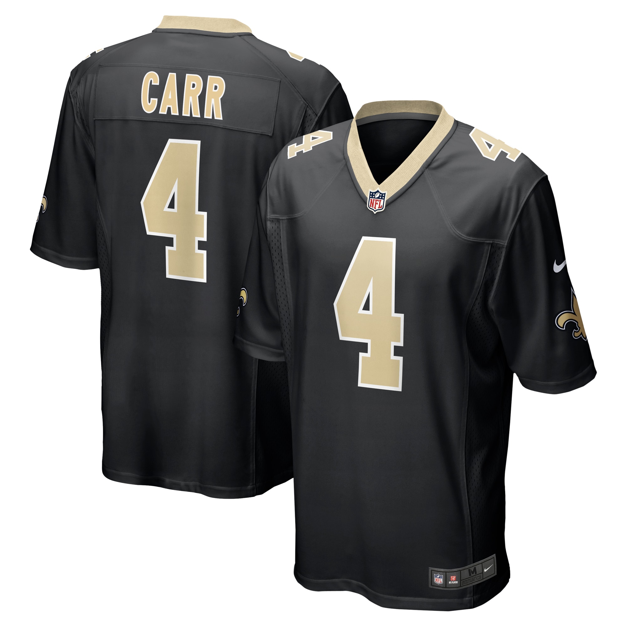 Men's New Orleans Saints Derek Carr Black Game Jersey