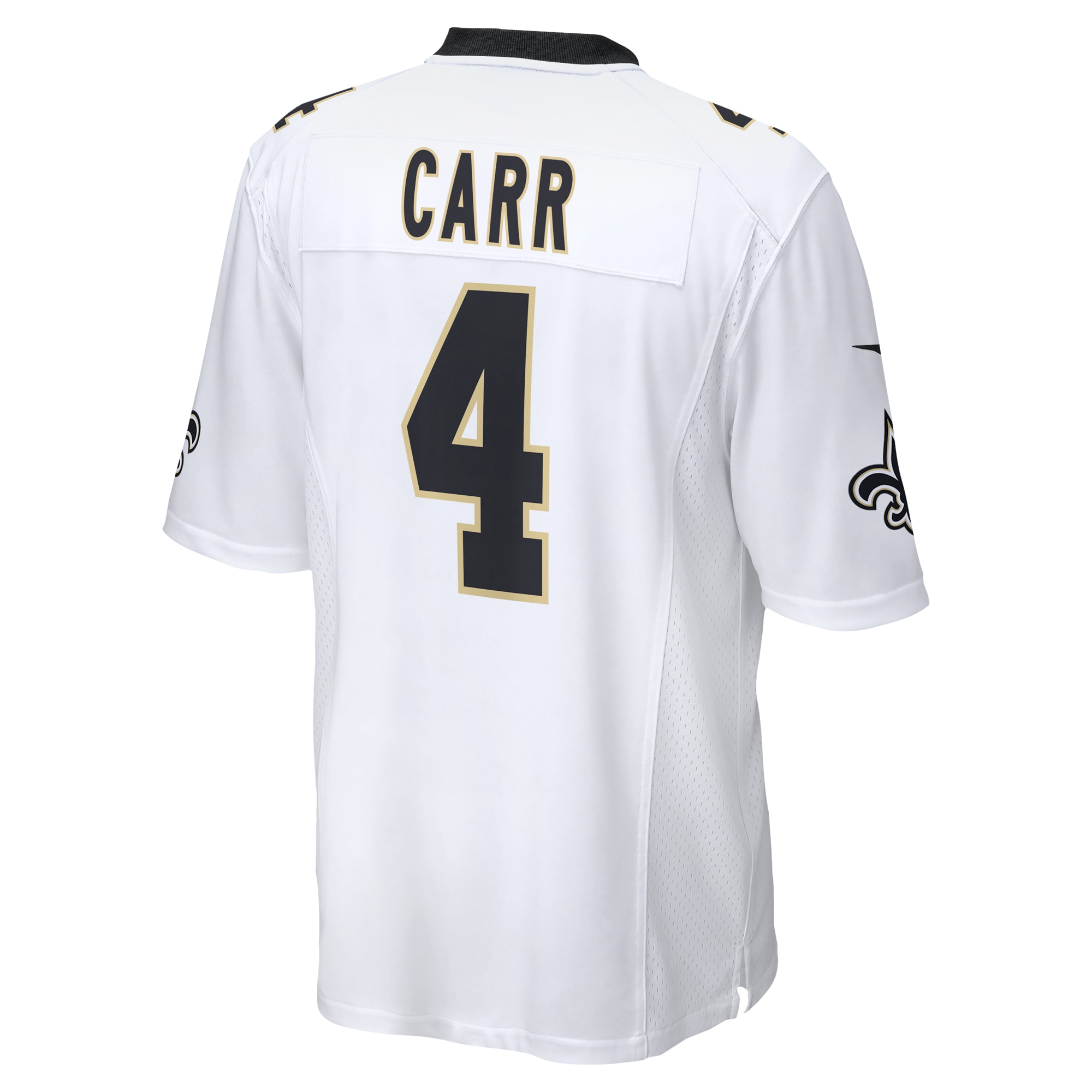 Men's New Orleans Saints Derek Carr White Game Player Jersey