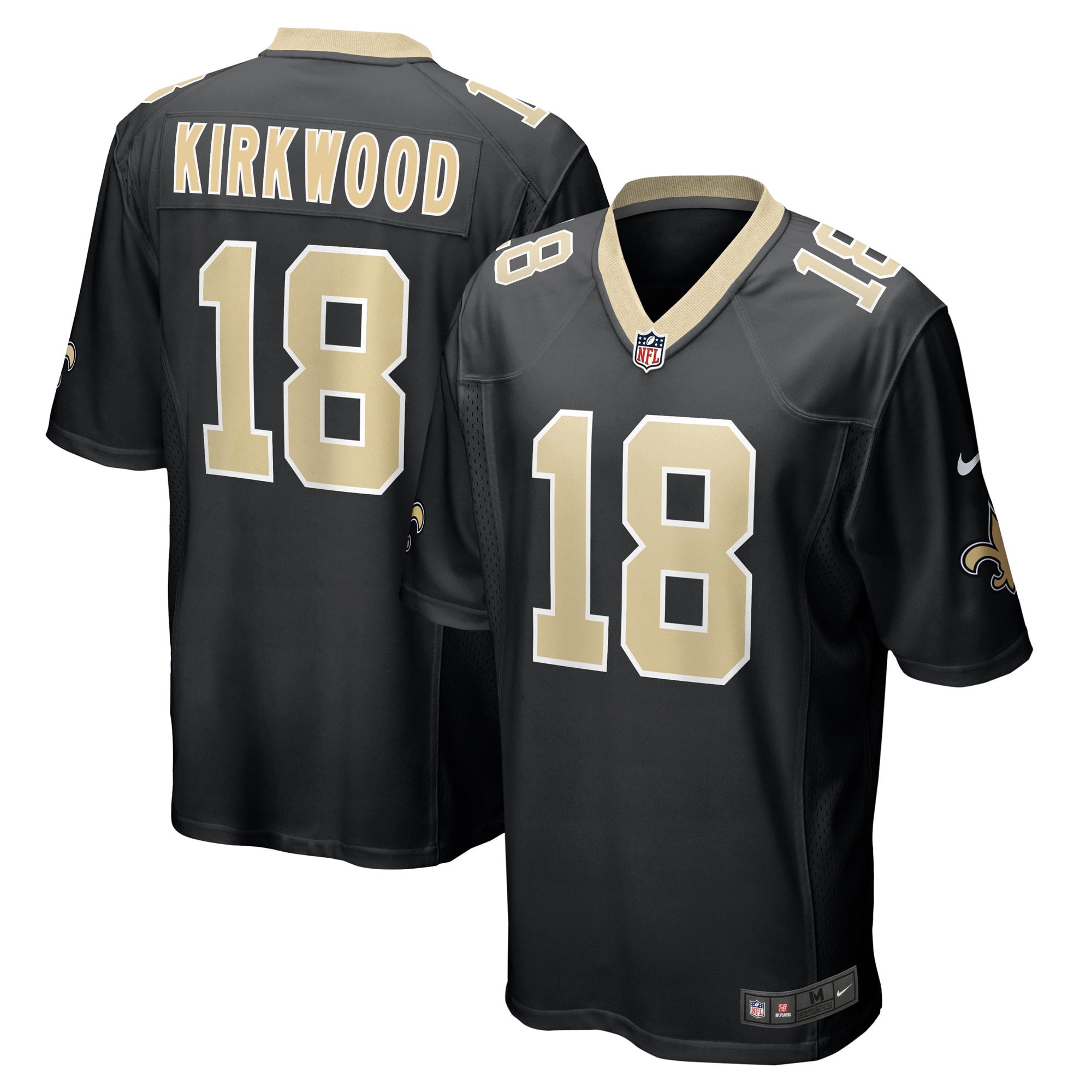 Men's New Orleans Saints Keith Kirkwood Black Team Game Jersey