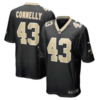 Men's New Orleans Saints Ryan Connelly Black Team Game Jersey 01
