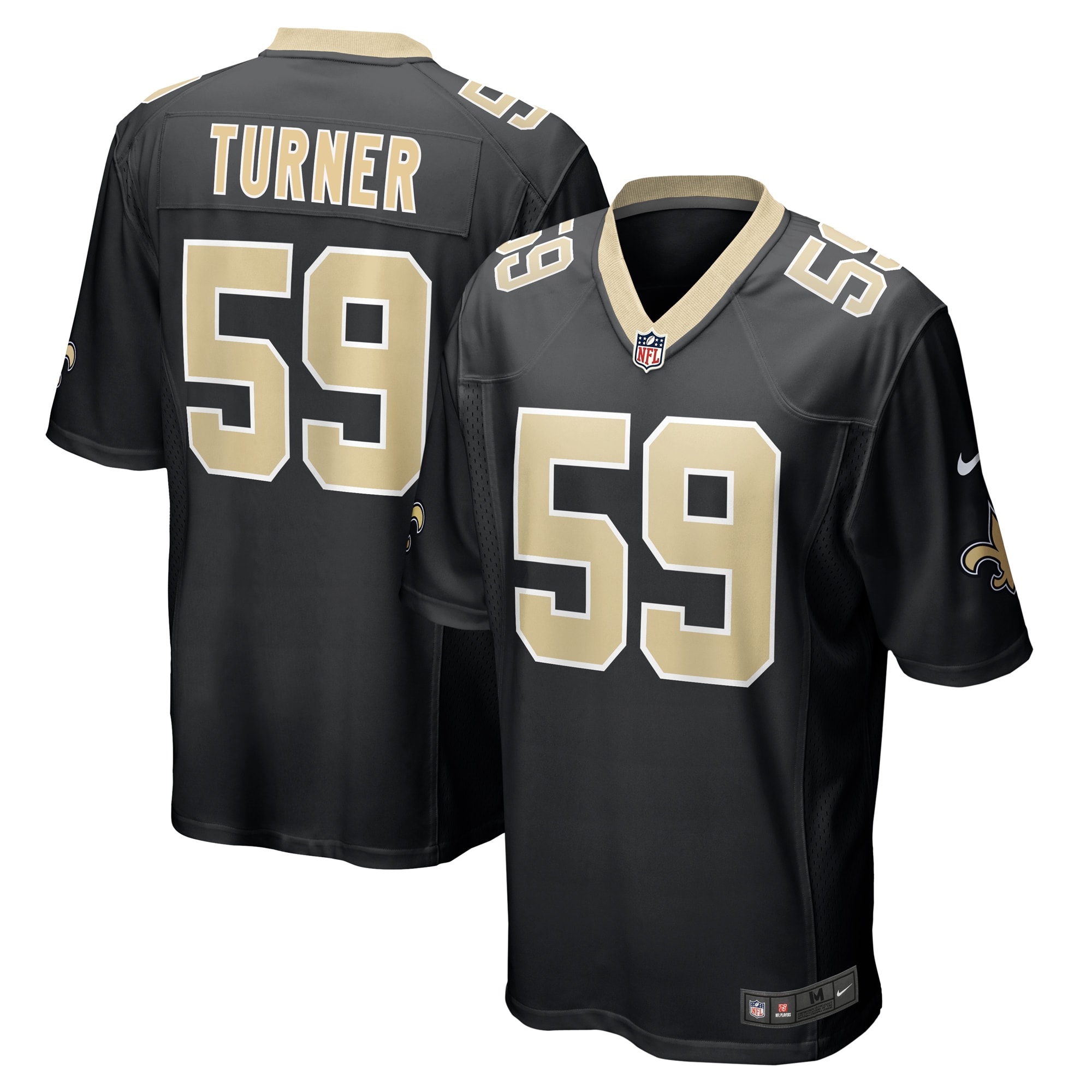 Men's New Orleans Saints Trai Turner Black Team Game Jersey