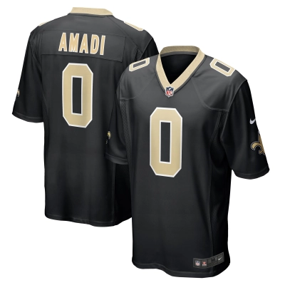 Men's New Orleans Saints Ugo Amadi Black Team Game Jersey 01
