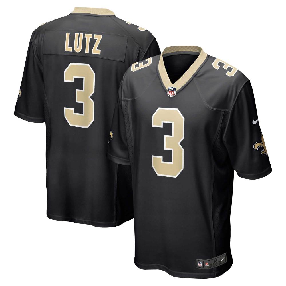 Men's New Orleans Saints Wil Lutz Black Game Jersey