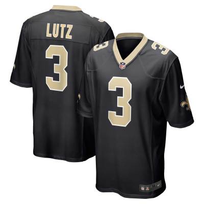 Men's New Orleans Saints Wil Lutz Black Game Jersey 01