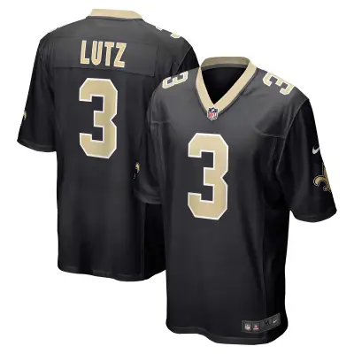 Men's New Orleans Saints Wil Lutz Black Game Jersey 01