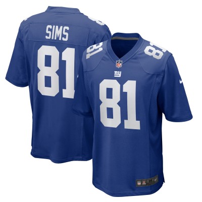 Men's New York Giants Cam Sims  Royal Team Game Jersey 01