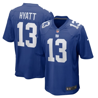 Men's New York Giants Jalin Hyatt  Royal Team Game Jersey 01