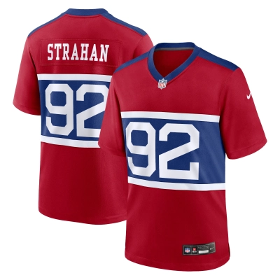 Men's New York Giants Michael Strahan Century Red Alternate Retired Player Game Jersey 01