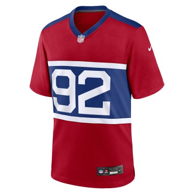 Men's New York Giants Michael Strahan Century Red Alternate Retired Player Game Jersey 02