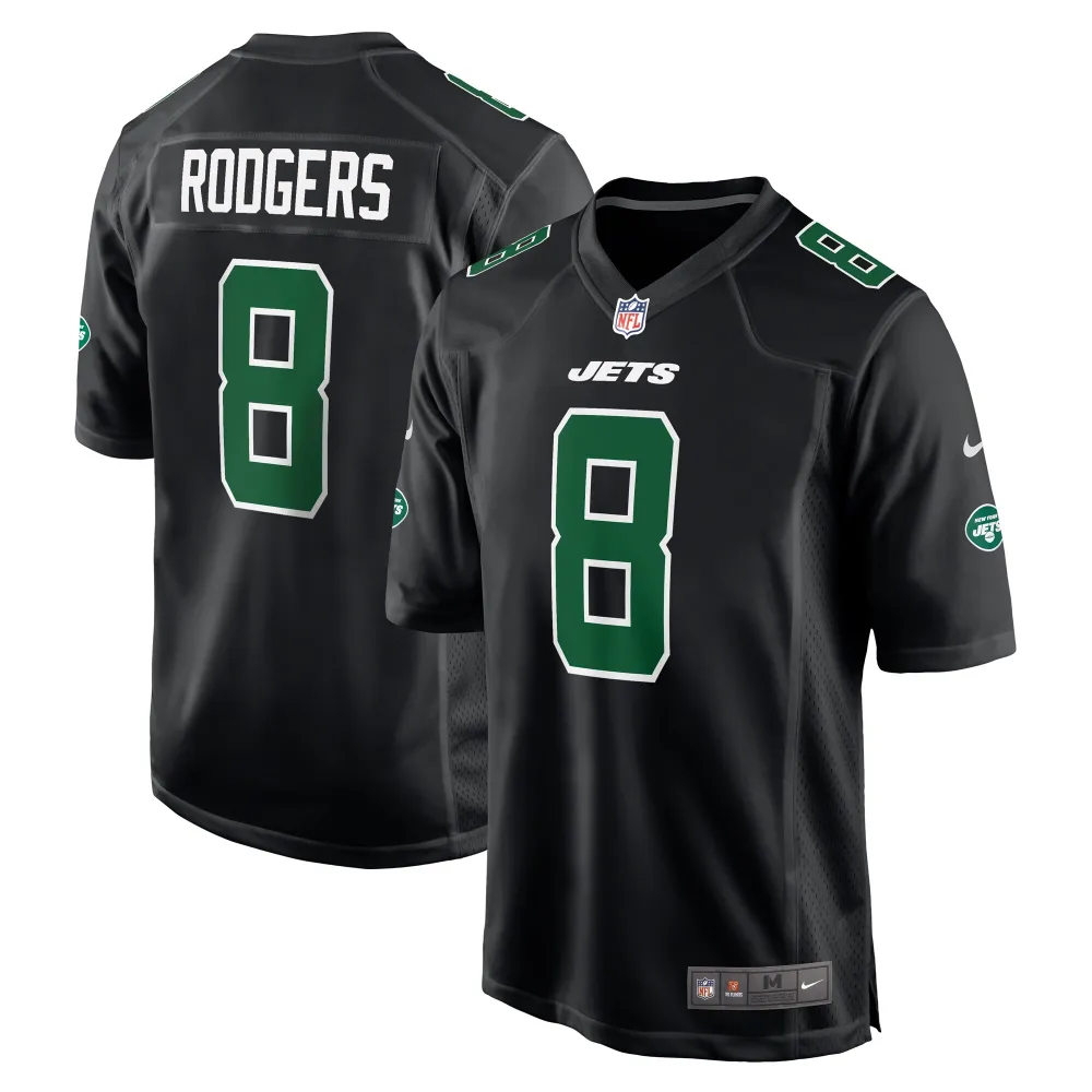 Men's New York Jets Aaron Rodgers Black Fashion Game Jersey