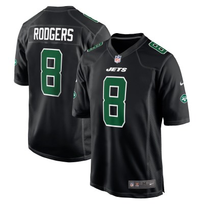 Men's New York Jets Aaron Rodgers Black Fashion Game Jersey 01