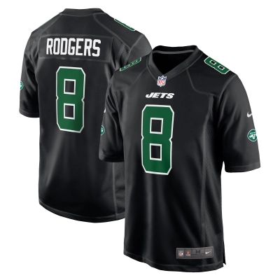 Men's New York Jets Aaron Rodgers Black Fashion Game Jersey 01