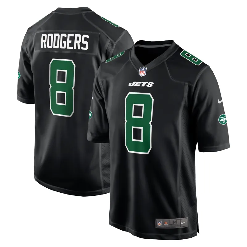 Men's New York Jets Aaron Rodgers Black Fashion Game Jersey
