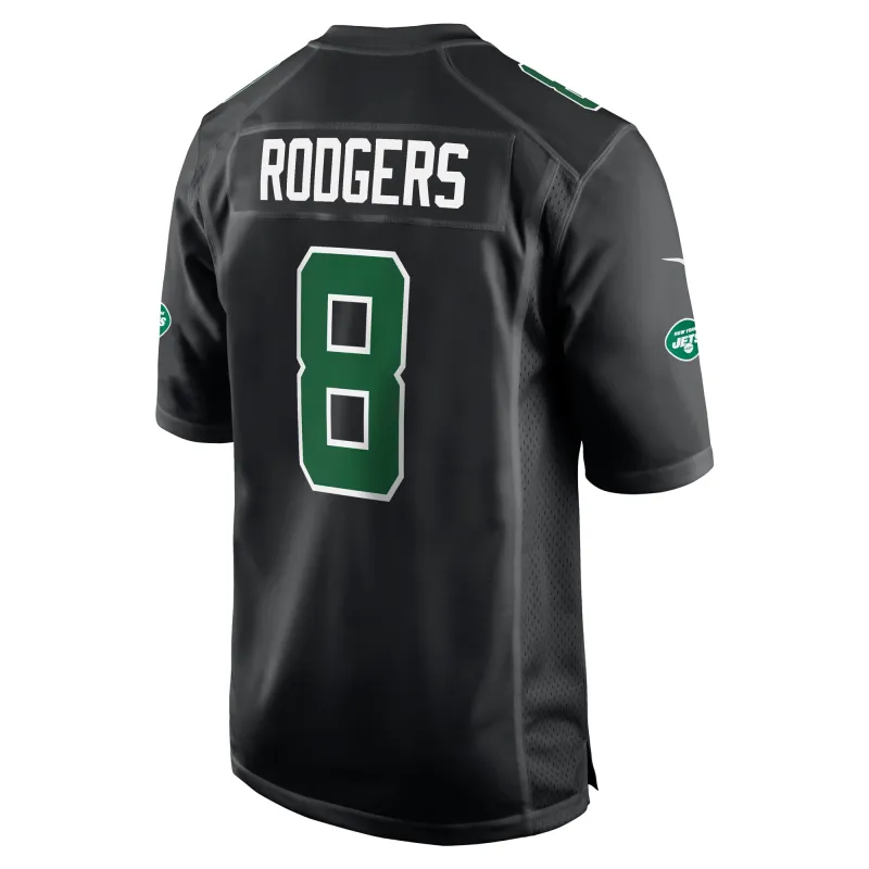 Men's New York Jets Aaron Rodgers Black Fashion Game Jersey