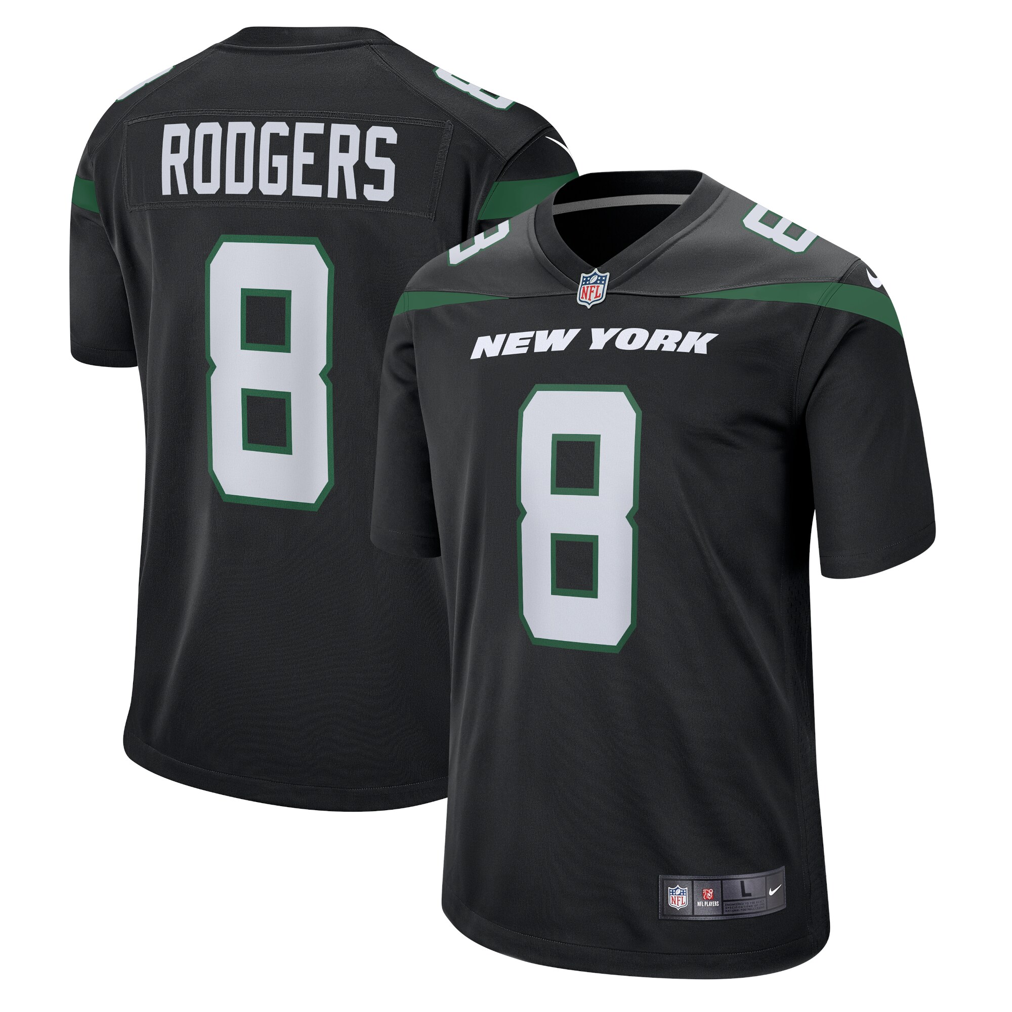 Men's New York Jets Aaron Rodgers Black Game Jersey