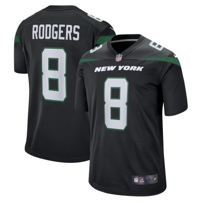 Men's New York Jets Aaron Rodgers Black Game Jersey 01