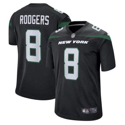 Men's New York Jets Aaron Rodgers Black Game Jersey 01