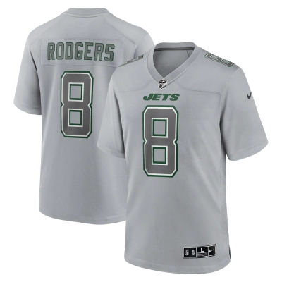 Men's New York Jets Aaron Rodgers Heather Gray Atmosphere Fashion Game Jersey 01
