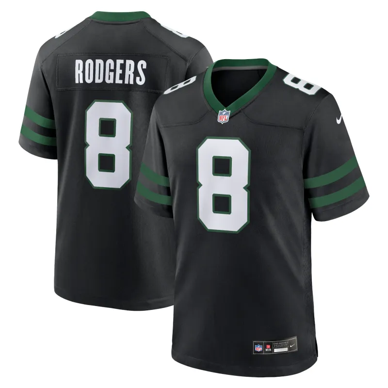 Men's New York Jets Aaron Rodgers Legacy Black Alternate Game Jersey