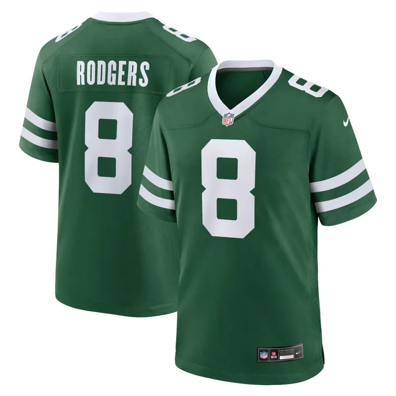 Men's New York Jets Aaron Rodgers Legacy Green Game Jersey