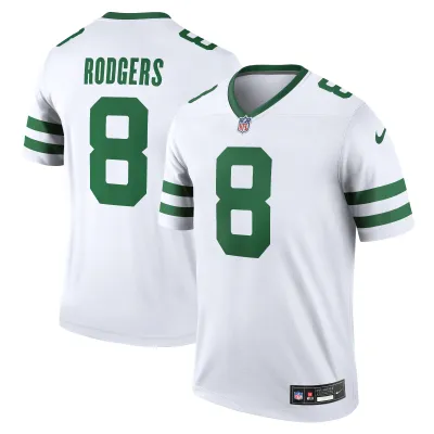 Men's New York Jets Aaron Rodgers  Legacy White Legend Player Jersey 01