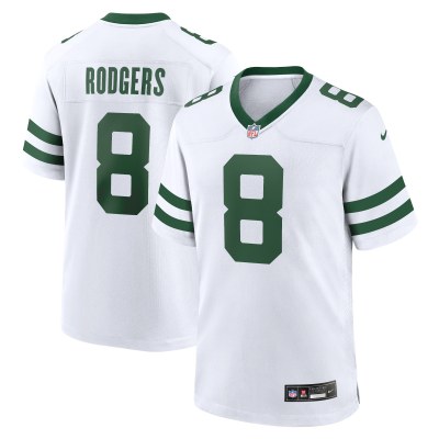 Men's New York Jets Aaron Rodgers Legacy White Player Game Jersey 01