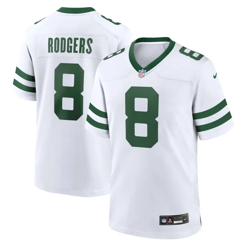 Men's New York Jets Aaron Rodgers Legacy White Player Game Jersey