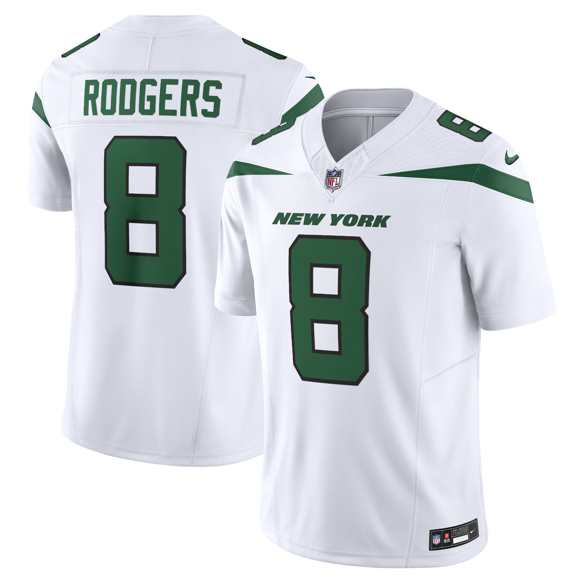 Men's New York Jets Aaron Rodgers Spotlight White Vapor F.U.S.E. Limited Jersey