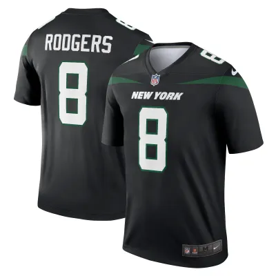 Men's New York Jets Aaron Rodgers  Stealth Black Alternate Legend Player Jersey 01