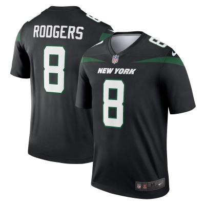 Men's New York Jets Aaron Rodgers Stealth Black Alternate Legend Player Jersey 01